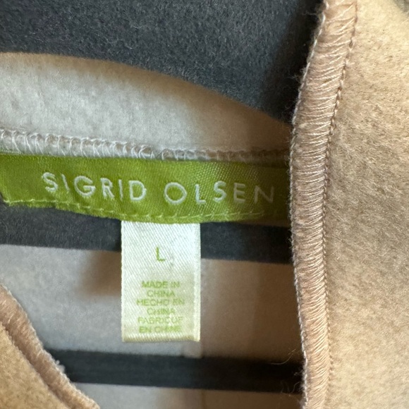 VINTAGE WOOL SIGRID OLSEN Women's Mock Turtleneck Jacket Tan Button Pockets SZ L - Picture 8 of 17
